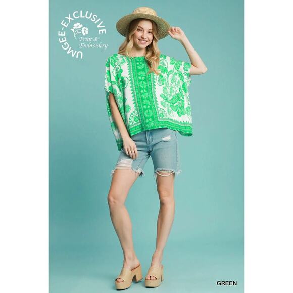 Umgee Floral Oversized Boho Top - Picture 1 of 6